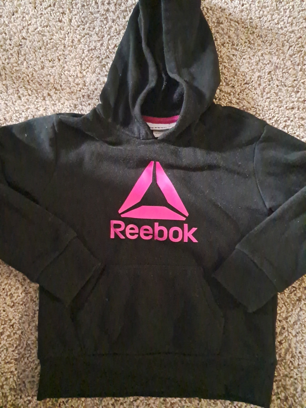 Reebok Black Hoodie with Pink Logo